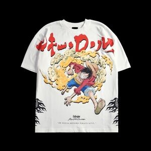 Civil Regime x One Piece Luffy's Rise American Classic Oversized Tee in Butter